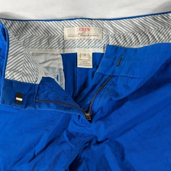 J. Crew womens cobalt blue Broken-In flat front 3" inseam chino shorts - size 4 - Picture 5 of 9
